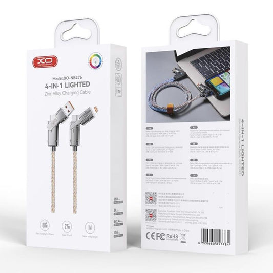 Cavo Dati e Ricarica USB-C / USB-A - USB-C / Lightning XO Design NB276, 60W, 1m, Grigio