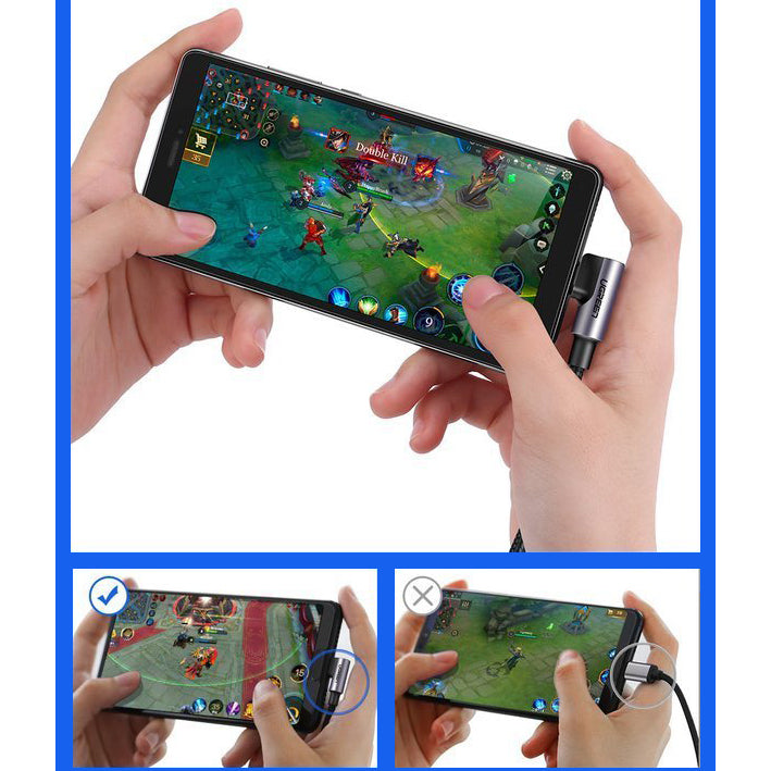 Cavo dati e ricarica da USB-A a USB-C UGREEN US284 angolato, 60W, 1m, grigio