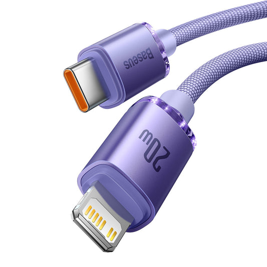 Cavo Dati e Ricarica USB-C - Lightning Baseus Crystal Shine Series, 20W, 1.2m, Viola CAJY000205