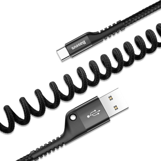 Cavo dati e ricarica USB-A - USB-C Baseus Fish Eye Spring, 18W, 1m, nero CATSR-01 CATSR-01