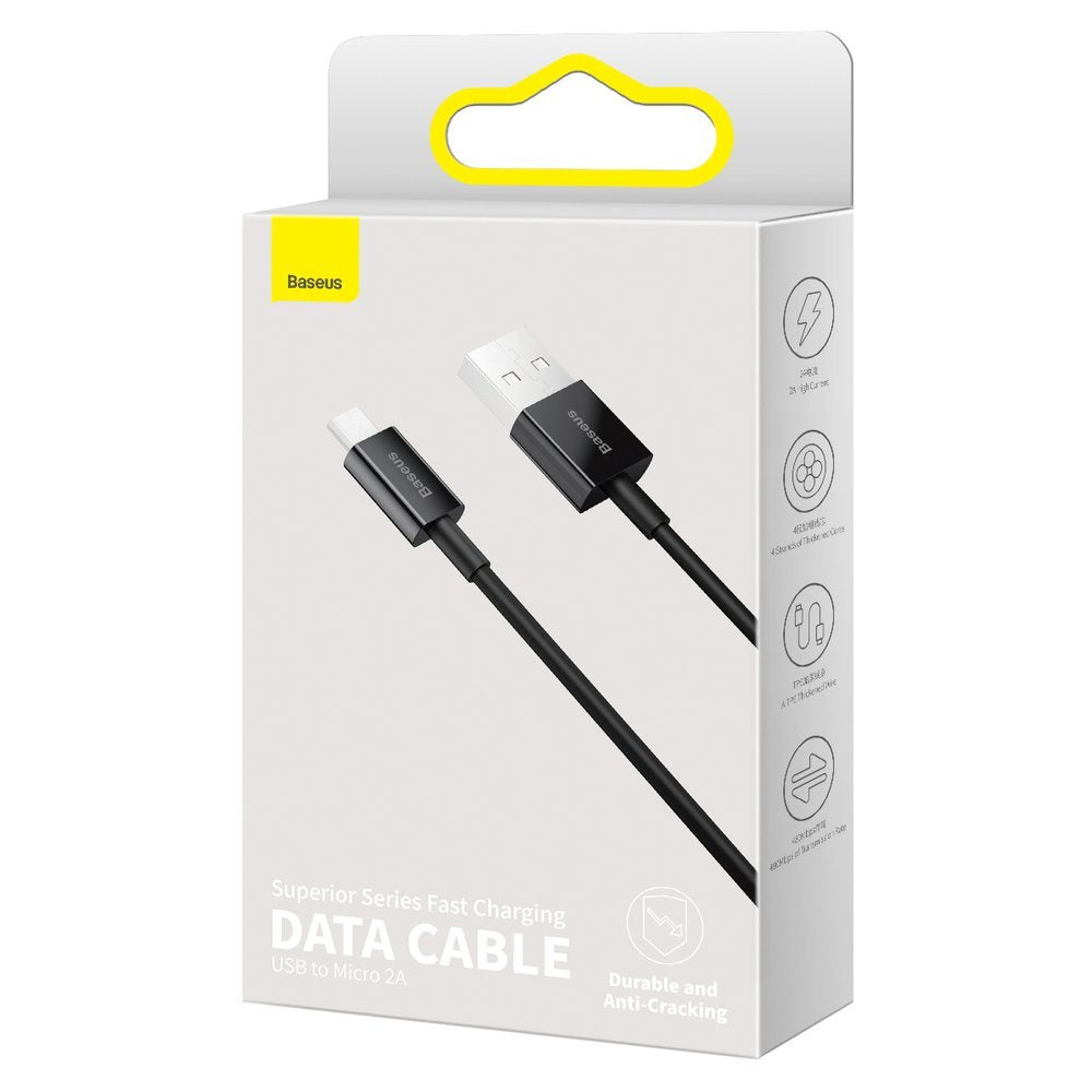 Cavo Dati e Ricarica USB-A - microUSB Baseus Superior Series, 18W, 2m, Nero CAMYS-A01