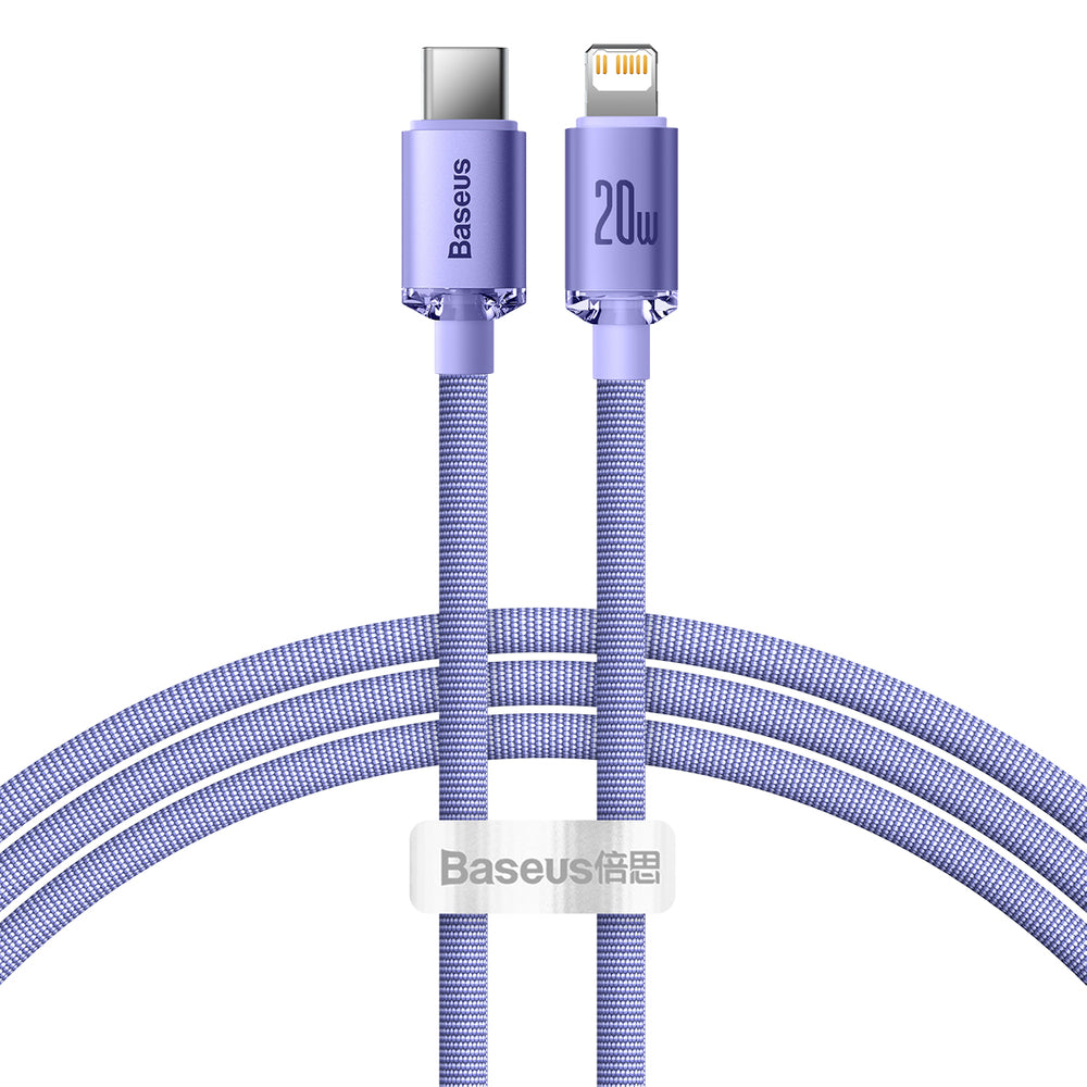 Cavo Dati e Ricarica USB-C - Lightning Baseus Crystal Shine Series, 20W, 1.2m, Viola CAJY000205