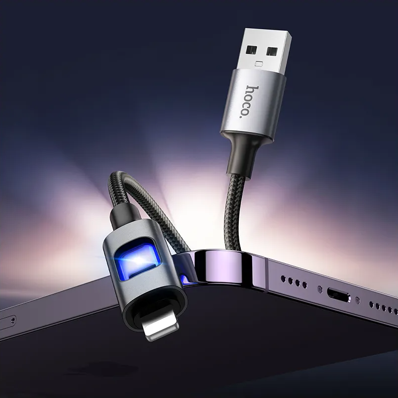Cavo Dati e Ricarica USB-A - Lightning HOCO U144 Led, 18W, 1.2m, Nero