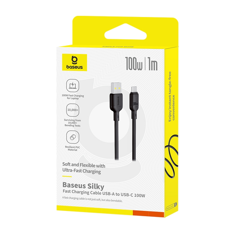 Cavo Dati e Ricarica USB-A - USB-C Baseus Silky, 100W, 1m, Nero P10377703113-00