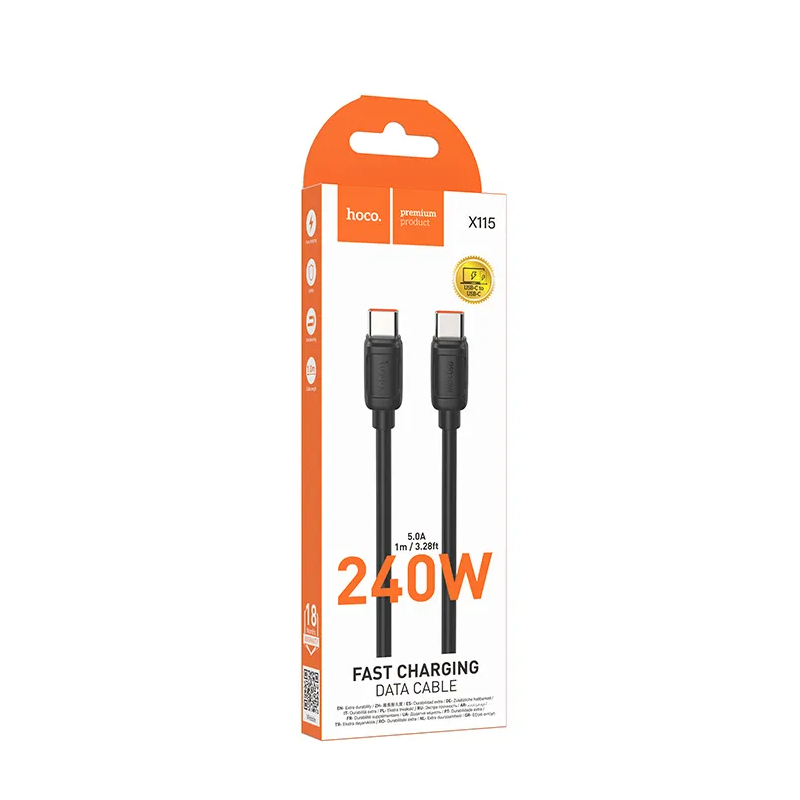 Cavo Dati e Ricarica USB-C - USB-C HOCO X115, 240W, 1m, Nero