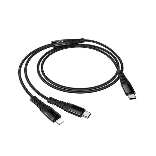 USB-C - Lightning / USB-C HOCO X123 Charging Cable, 10W, 1m, Black