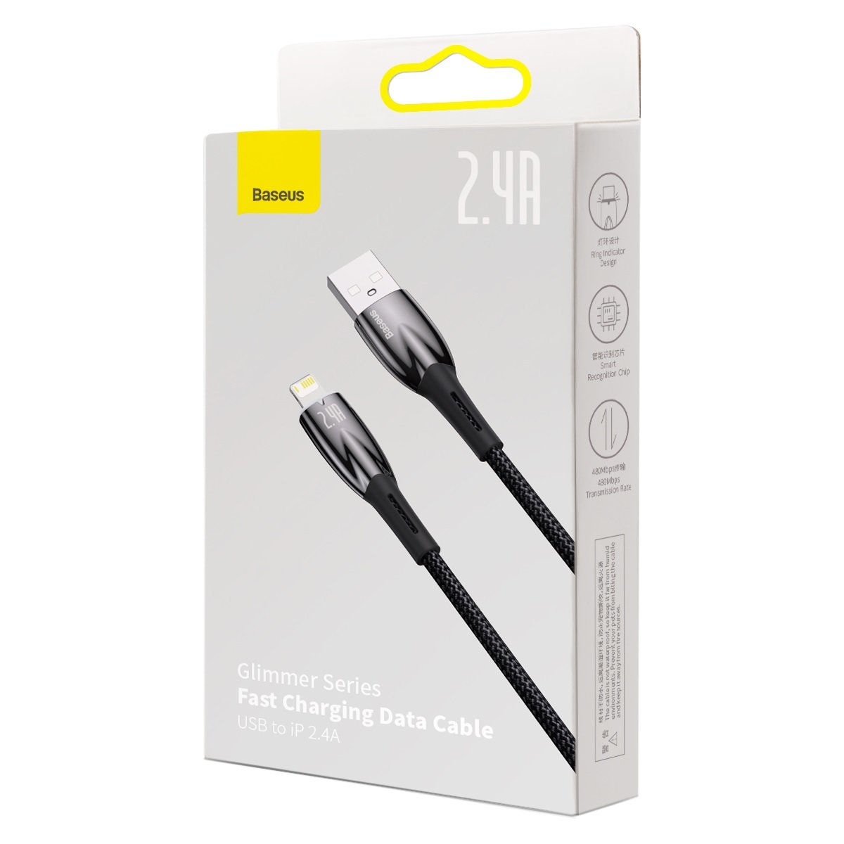 Cavo di ricarica e dati USB-A - Lightning di Baseus Glimmer Series, 20W, 2m, nero