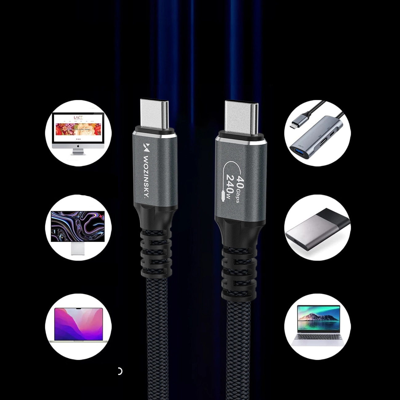 Cavo Dati e Ricarica USB-C - USB-C WZK WPS-UY42S, 240W, 2m, Nero