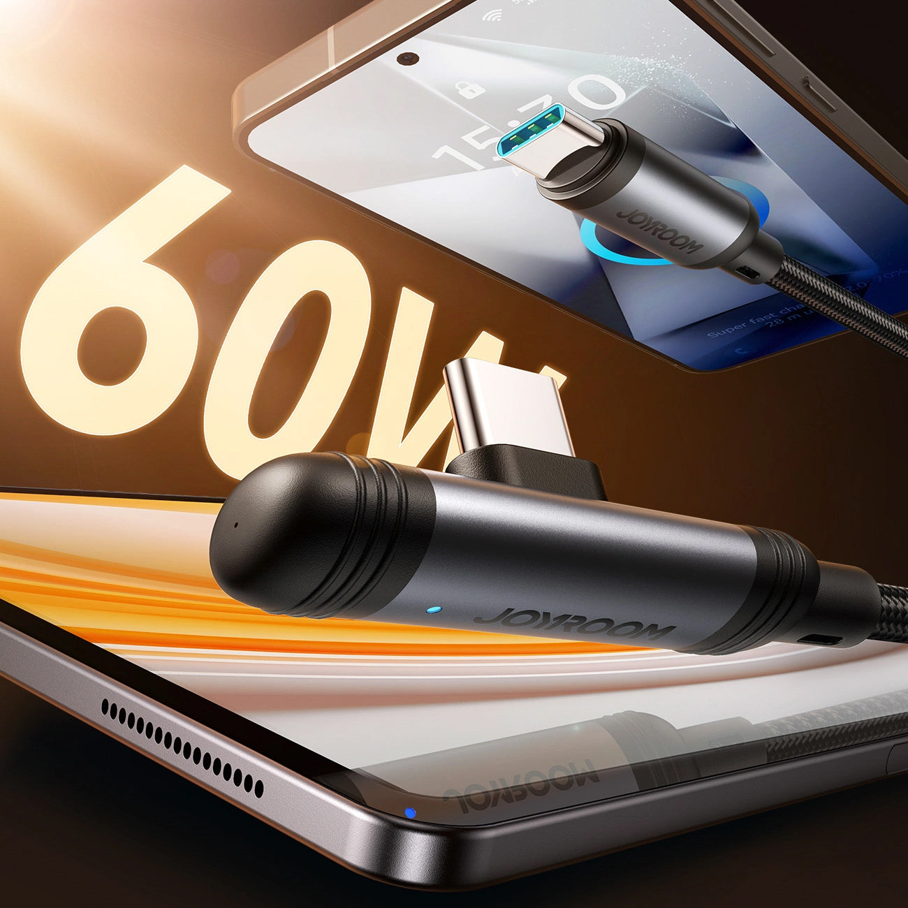 Cavo Dati e Ricarica USB-C - USB-C Joyroom S-A56 EnjoyX Angled, 60W, 1.2m, Nero