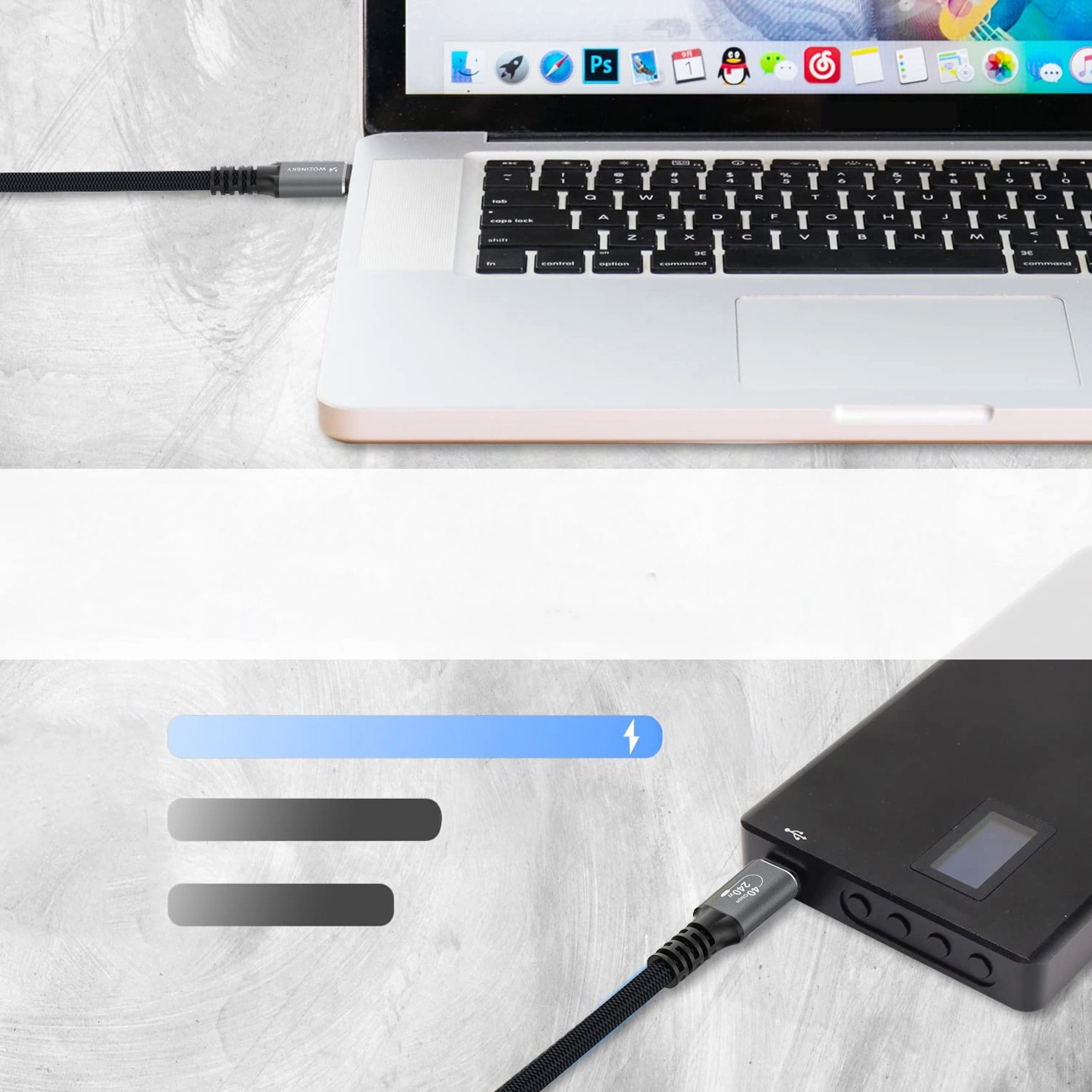 Cavo Dati e Ricarica USB-C - USB-C WZK WPS-UY42S, 240W, 2m, Nero
