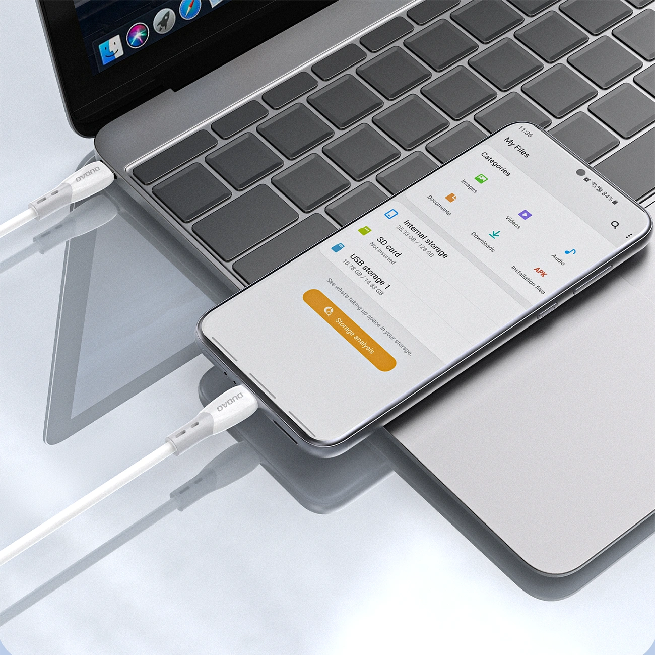 Cavo Dati e Ricarica USB-C - USB-C Dudao L25SC, 60W, 1m, Bianco