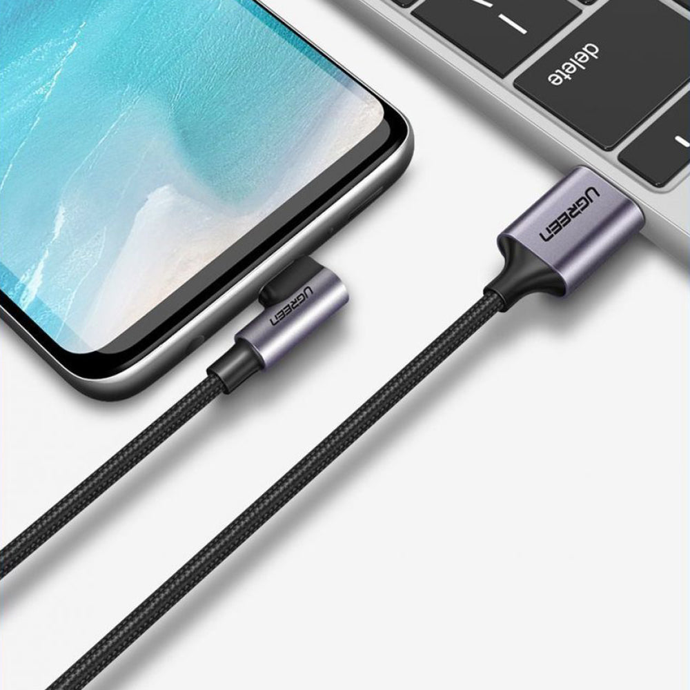 Cavo Dati e Ricarica USB-A - USB-C UGREEN US284 Angled, 18W, 0.5m, Grigio
