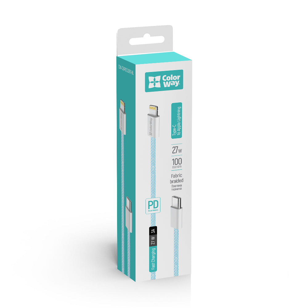 Cavo Dati e Ricarica USB-C - Lightning ColorWay CW-CBPDCL061, 27W, 1m, Blu