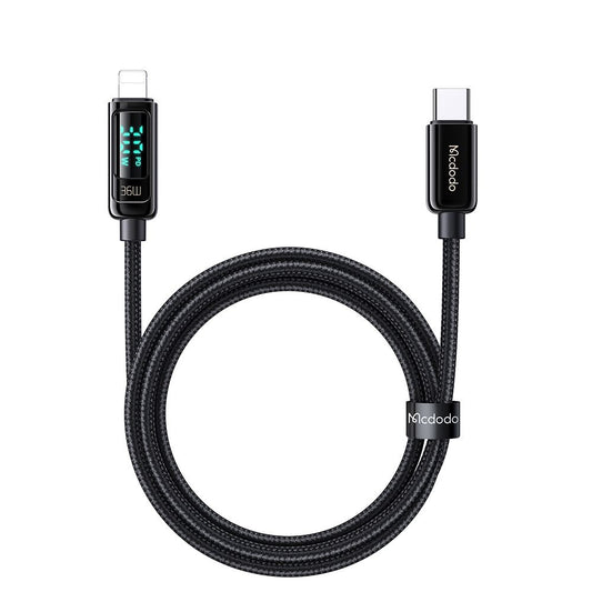 Cavo Dati e Ricarica USB-C - Lightning McDodo CA-8810 Display, 36W, 1.2m, Nero