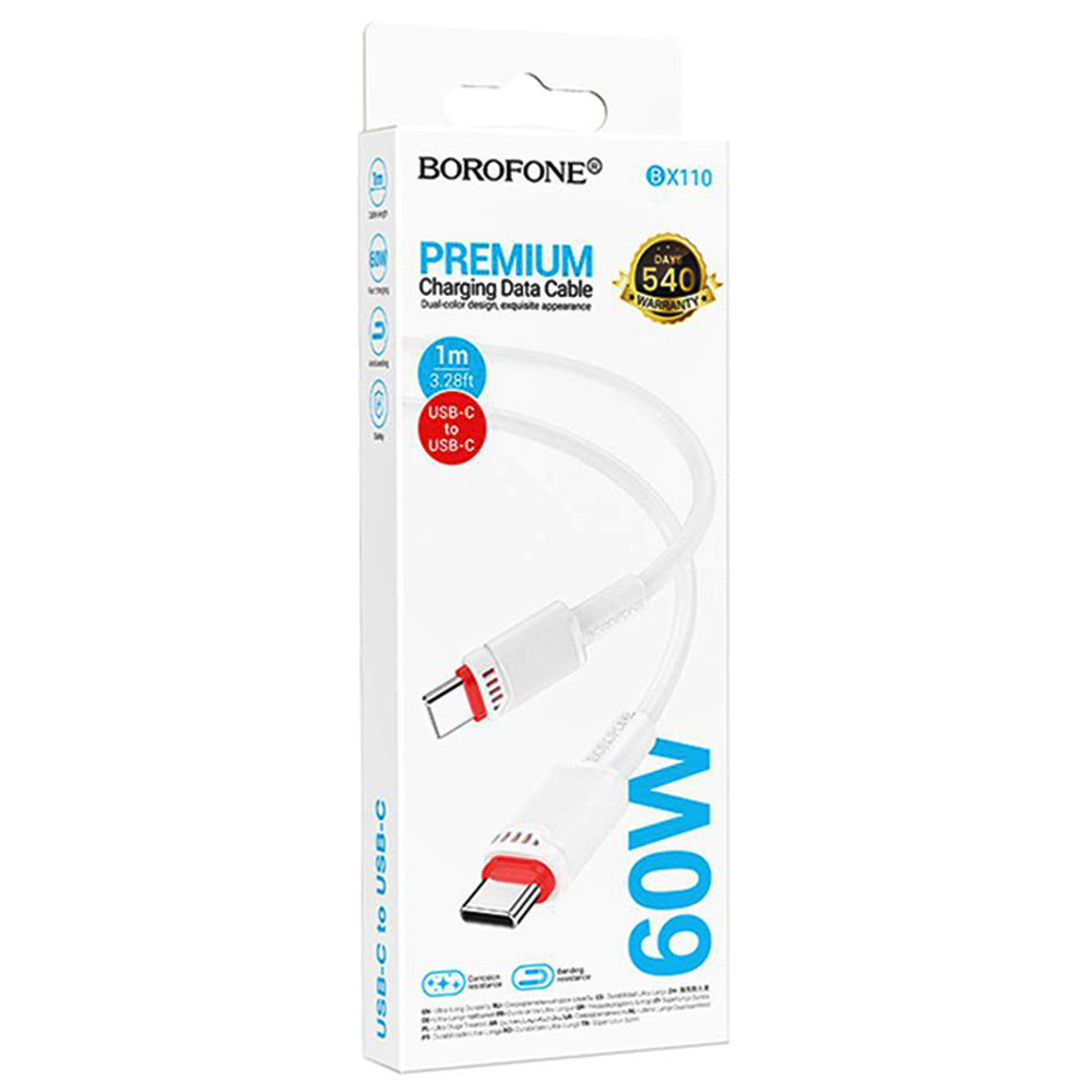 Cavo Dati e Ricarica USB-C - USB-C Borofone BX110 Beneficio, 60W, 1m, Bianco