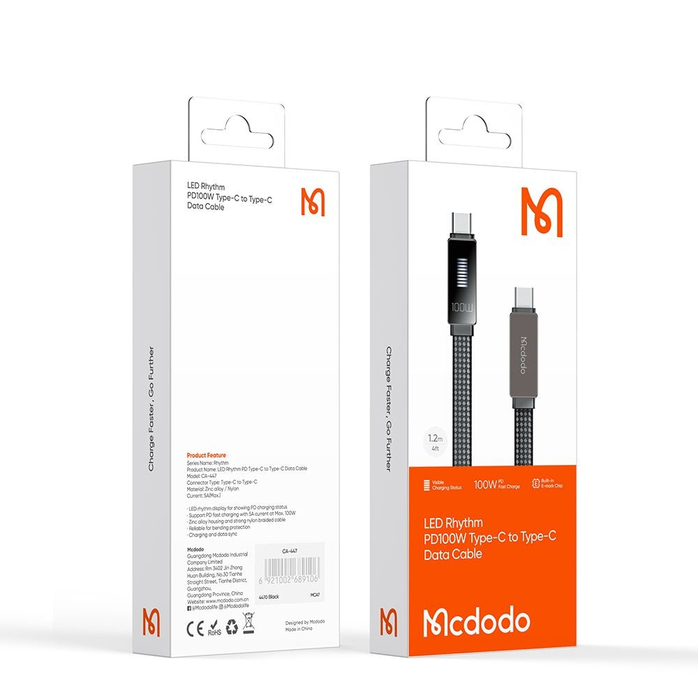 Cavo Dati e Ricarica USB-C - USB-C McDodo CA-4470 Rythm Display, 100W, 1.2m, Nero