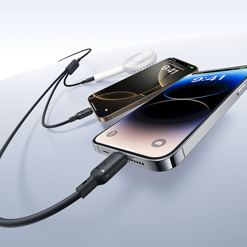 Cavo di Ricarica USB-A - Lightning / microUSB / USB-C Baseus Silky 3in1, 100W, 1.5m, Nero P10377705123-00