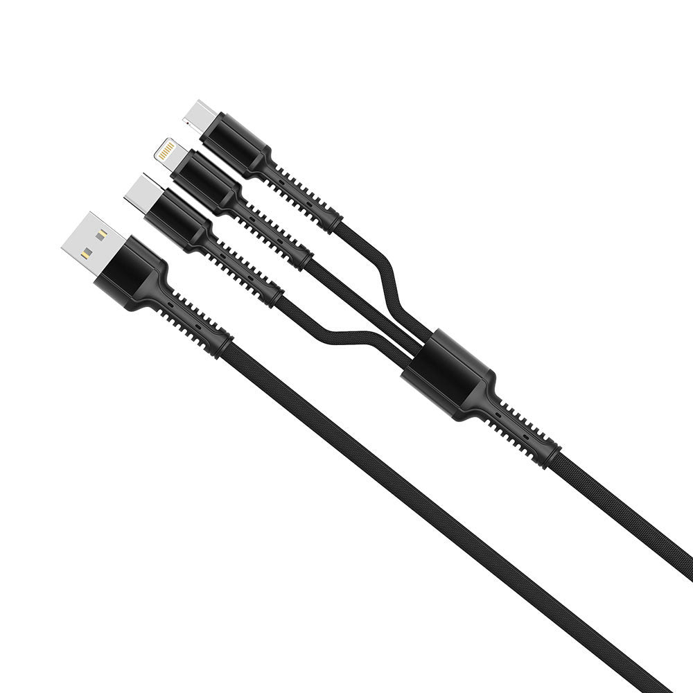 Cavo di ricarica USB-A - Lightning / microUSB / USB-C ColorWay CW-CBU3003, 20W, 1.2m, Grigio