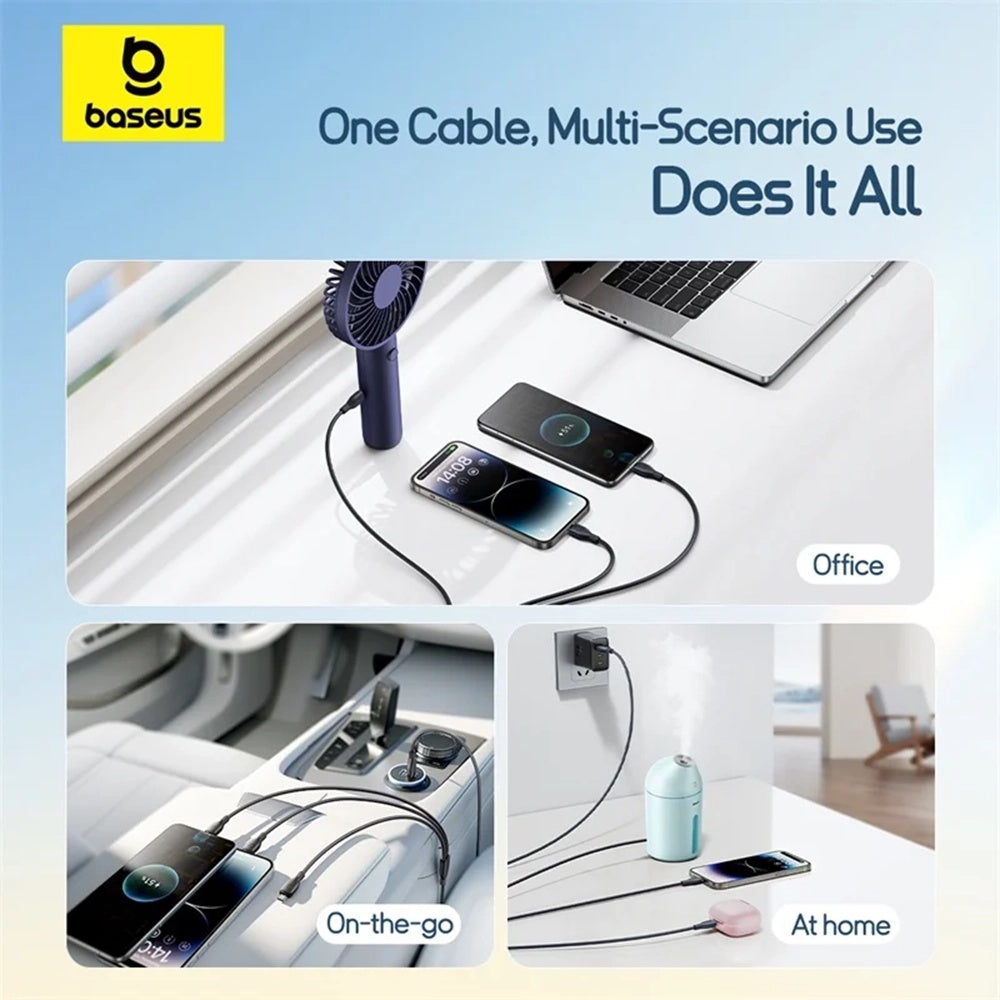Cavo di Ricarica USB-C - Lightning / microUSB / USB-C Baseus Ultra Fast 3in1, 20W, 0.8m, Nero P10377501111-00