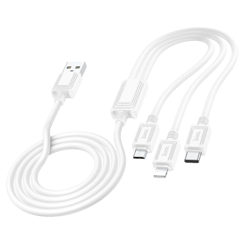 Cavo di Ricarica USB-A - Lightning / microUSB / USB-C HOCO X74 3in1, 18W, 1m, Bianco