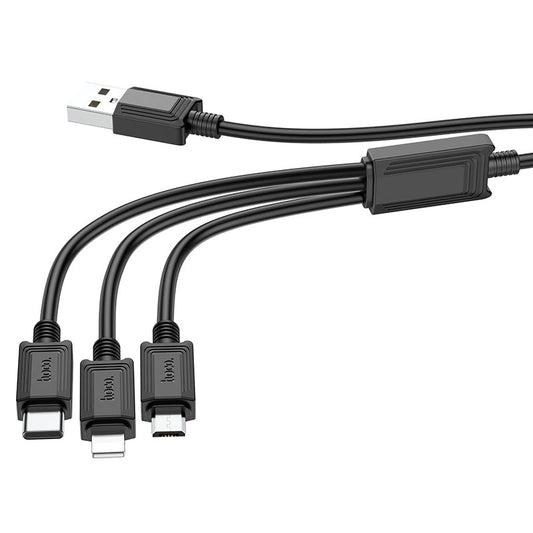 Cavo di Ricarica USB-A - Lightning / microUSB / USB-C HOCO X74 3in1, 18W, 1m, Nero