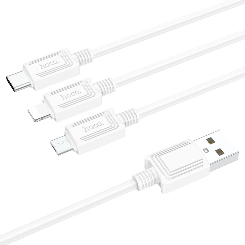 Cavo di Ricarica USB-A - Lightning / microUSB / USB-C HOCO X74 3in1, 18W, 1m, Bianco