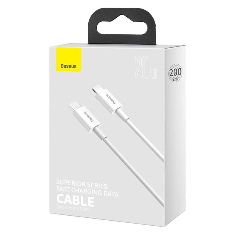 Cavo dati e ricarica USB-C - Lightning Baseus Serie Superior, 20W, 2m, bianco CATLYS-C02