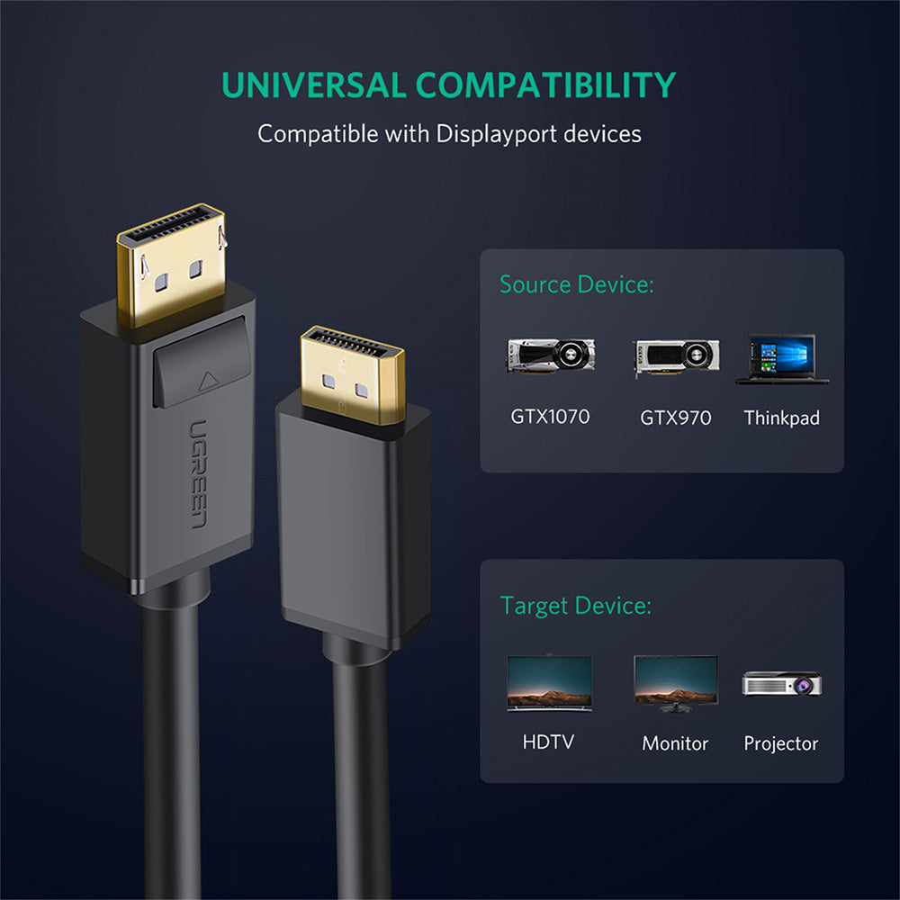 Cavo Video UGREEN DP102, DisplayPort - DisplayPort, 4K, 2m, Nero