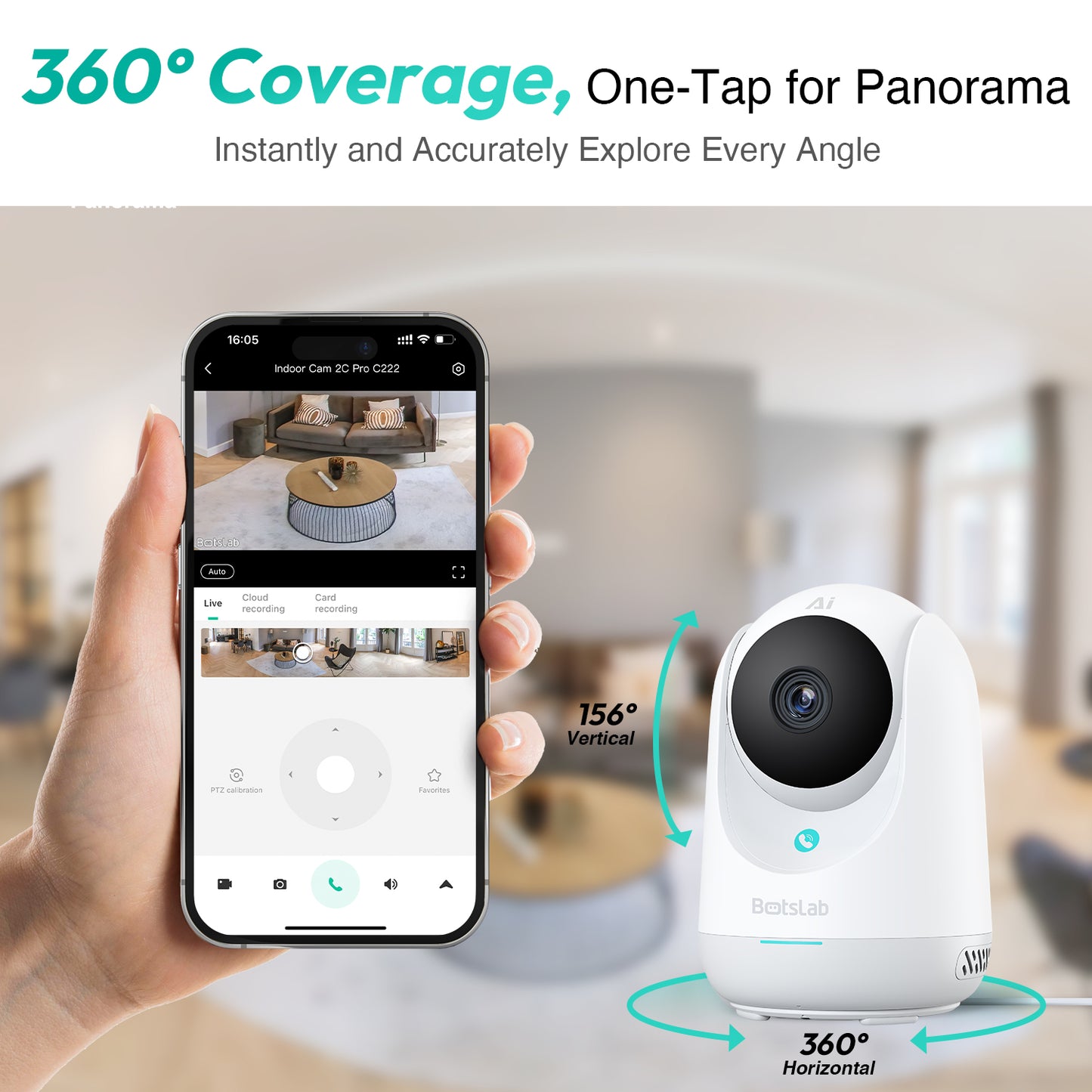 Telecamera di sorveglianza Botslab 2C Pro C222, Wi-Fi, 3K, interno