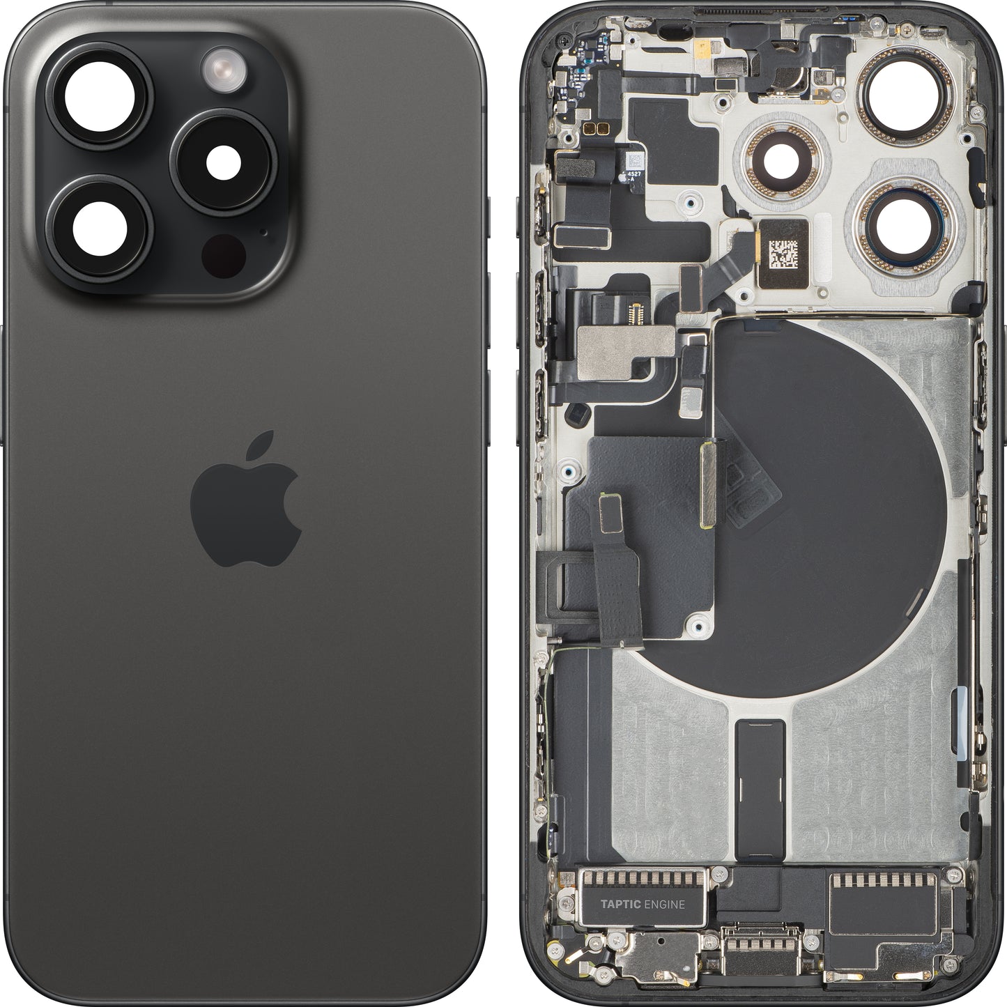 Copertura Batteria Apple iPhone 15 Pro, Con Scocca Centrale, Parti Complete, Nero (Titanio Nero), Swap