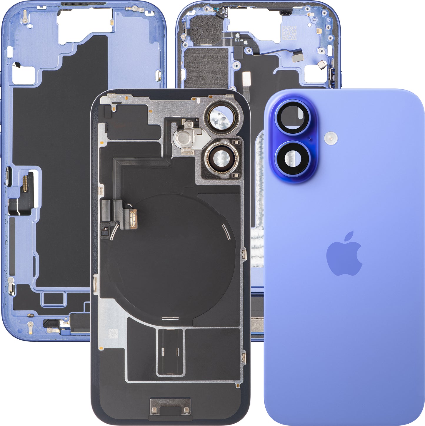 Apple iPhone 16 Battery Cover, With Middle Frame, Full Parts, Ultramarine Blue, Swap