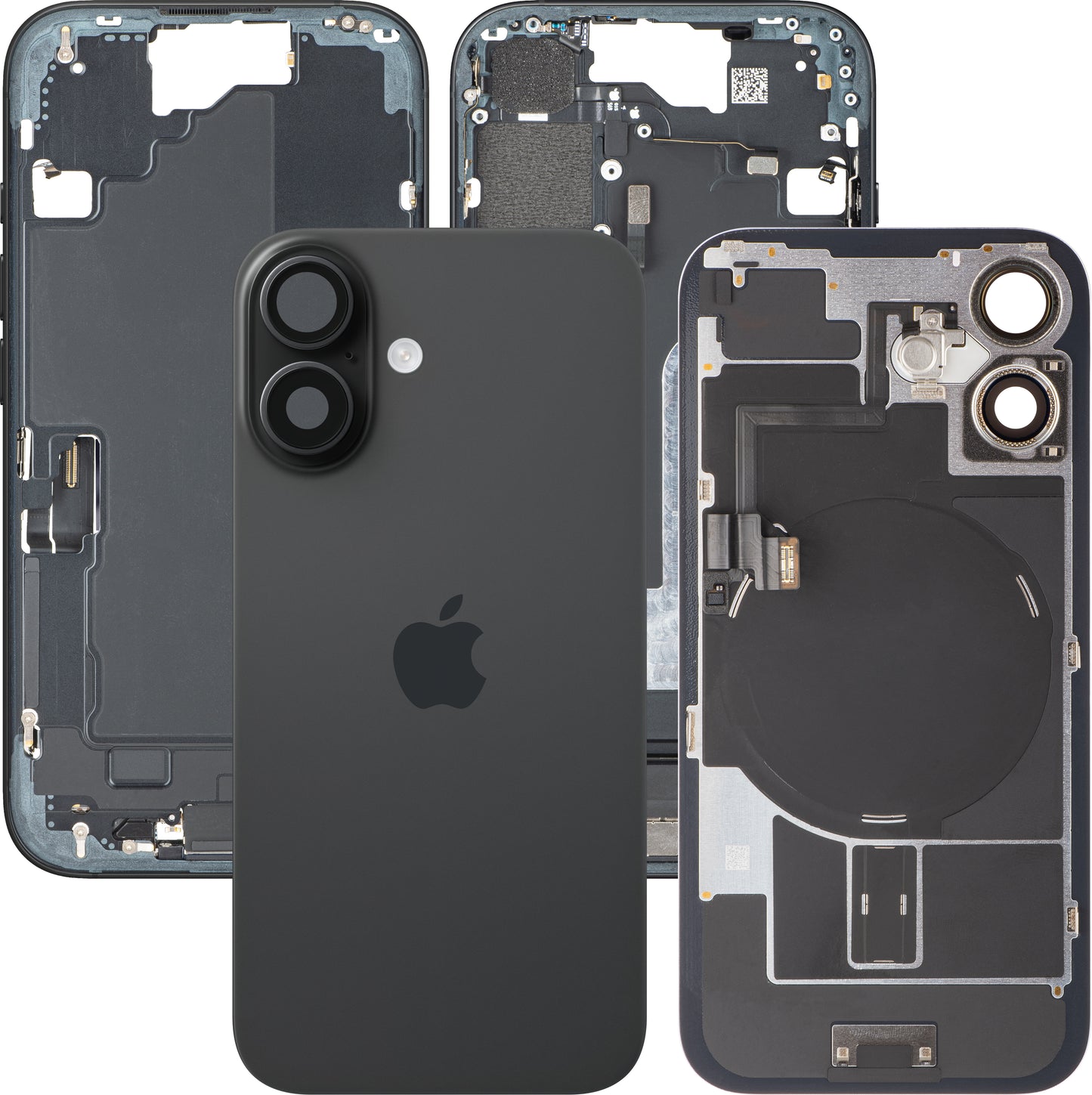 Coperchio Batteria Apple iPhone 16, Con Scocca Centrale, Completo di Parti, Nero, Swap