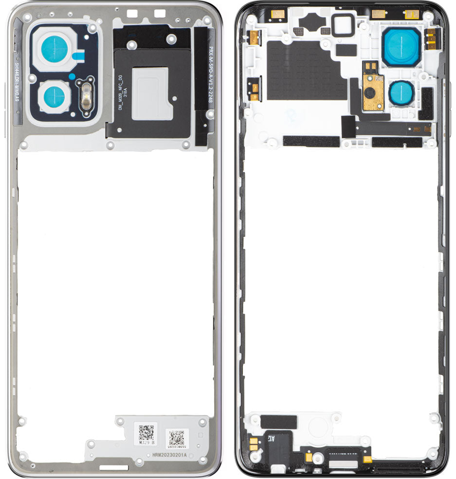 Carcasa Centrale Motorola Moto G73, Argento (Lucent White), Service Pack 5S58C22265