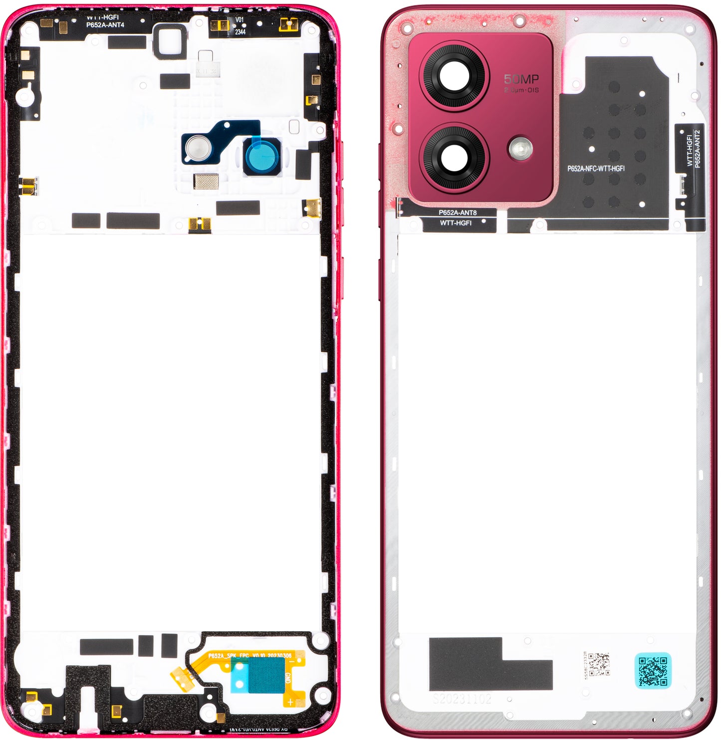 Carcasa Centrale Motorola Moto G84, Rosso (Viva Magenta), Service Pack 5S58C23328