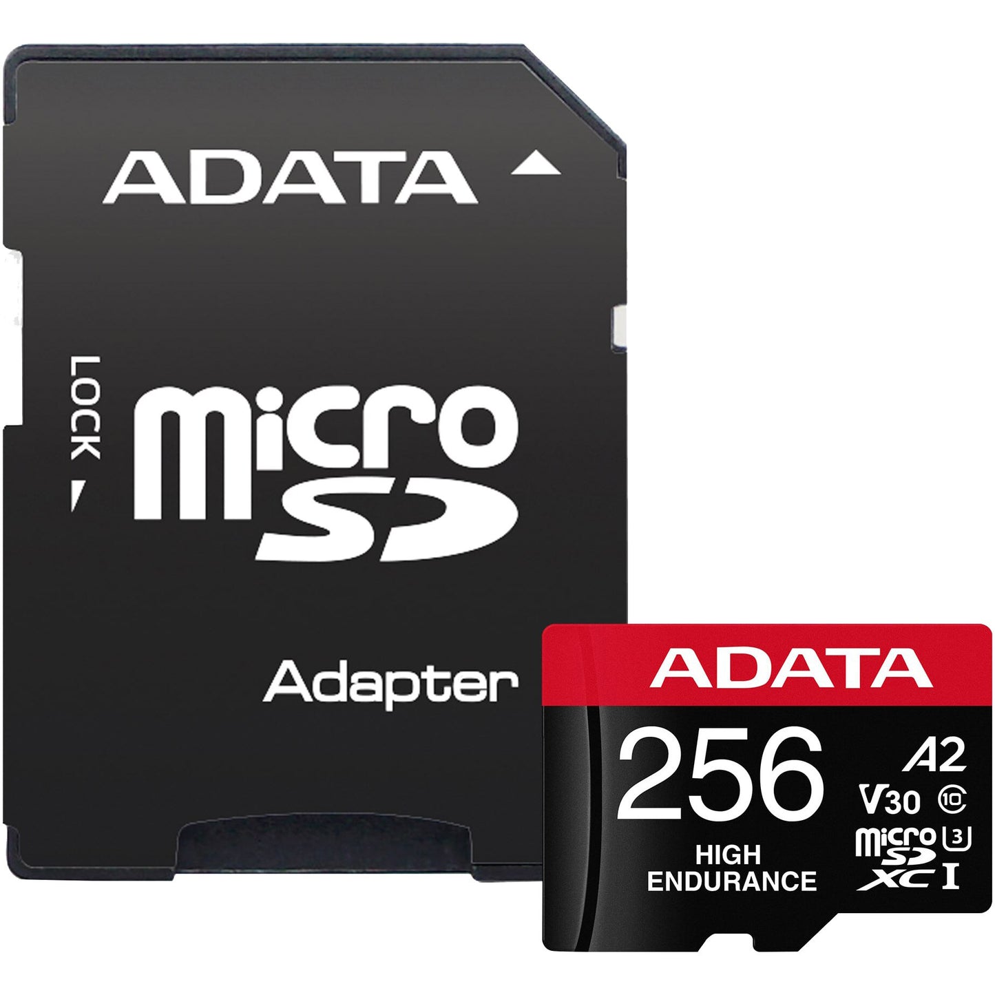 Scheda di Memoria microSDXC Adata High Endurance, 256Gb, Classe 10 / UHS-1 U3, Con Adattatore AUSDX256GUI3V30SHA2-RA1