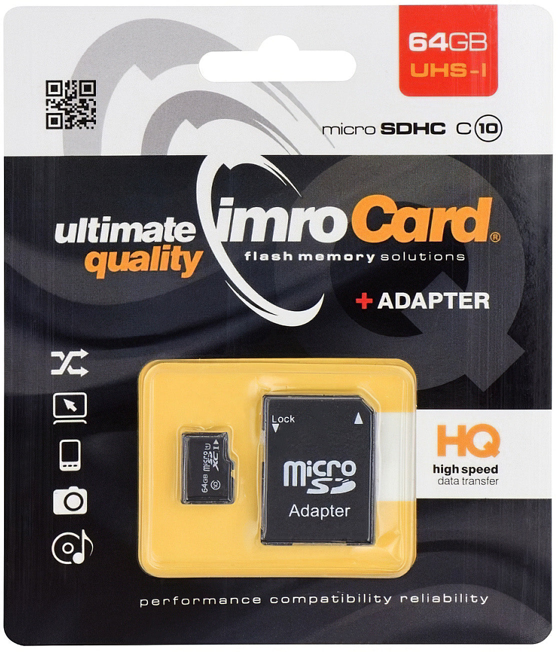 Scheda di memoria microSDXC Imro, 64Gb, Classe 10 / UHS-1 U1, con adattatore