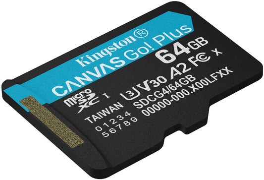 Scheda di Memoria microSDXC Kingston Canvas Go Plus Android A2, 64Gb, Classe 10 / UHS-1 U3 SDCG4/64GBSP