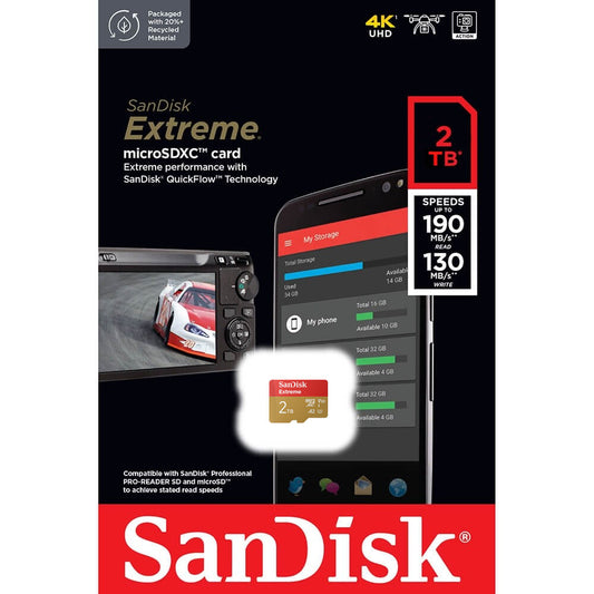 Scheda di memoria microSDXC SanDisk Extreme, 2TB, Classe 10 / UHS-1 U3 SDSQXAV-2T00-GN6MN