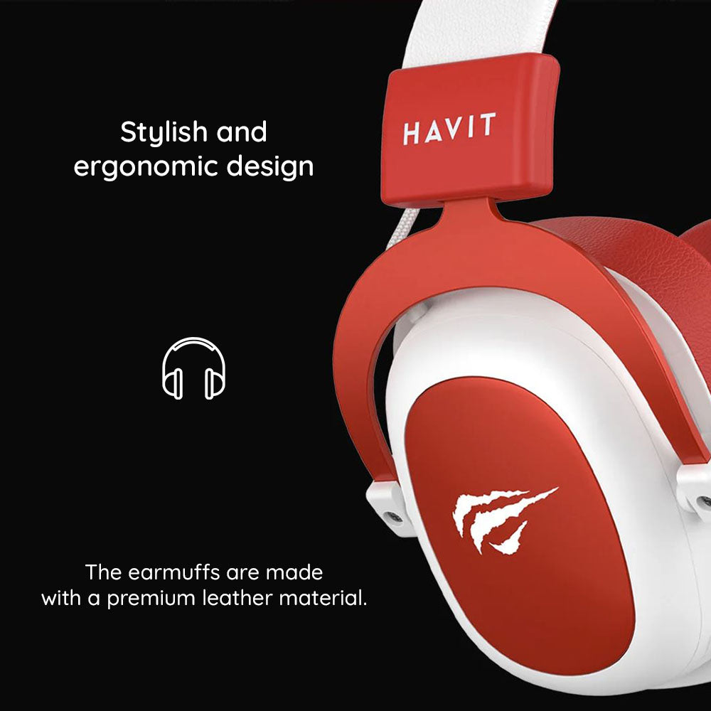 Cuffie Gaming 3.5mm HAVIT H2002D, 2m, Rosse