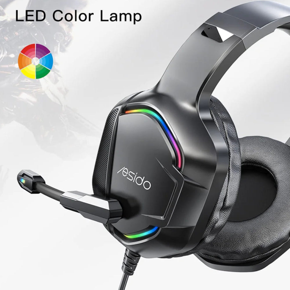 Cuffie Gaming 3.5mm Yesido EK01, RGB, 1.2m, Nere
