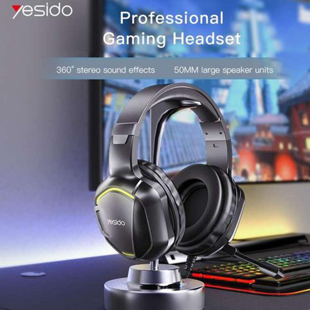 Cuffie Gaming 3.5mm Yesido EK01, RGB, 1.2m, Nere