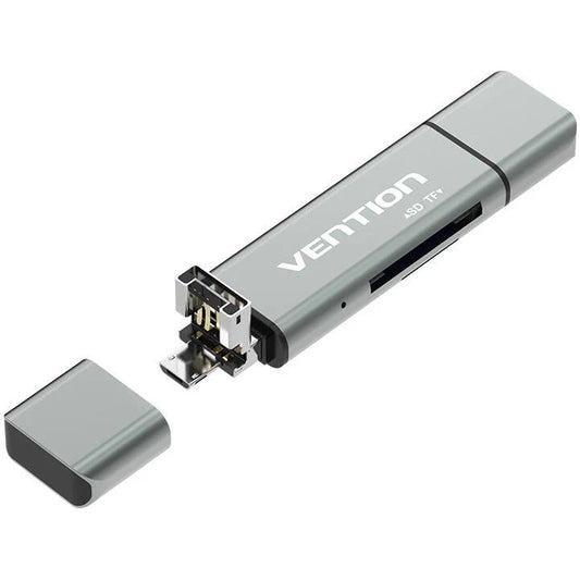 Lettore di schede USB / USB-C / microUSB Vention, SD - microSD, Grigio CCJH0