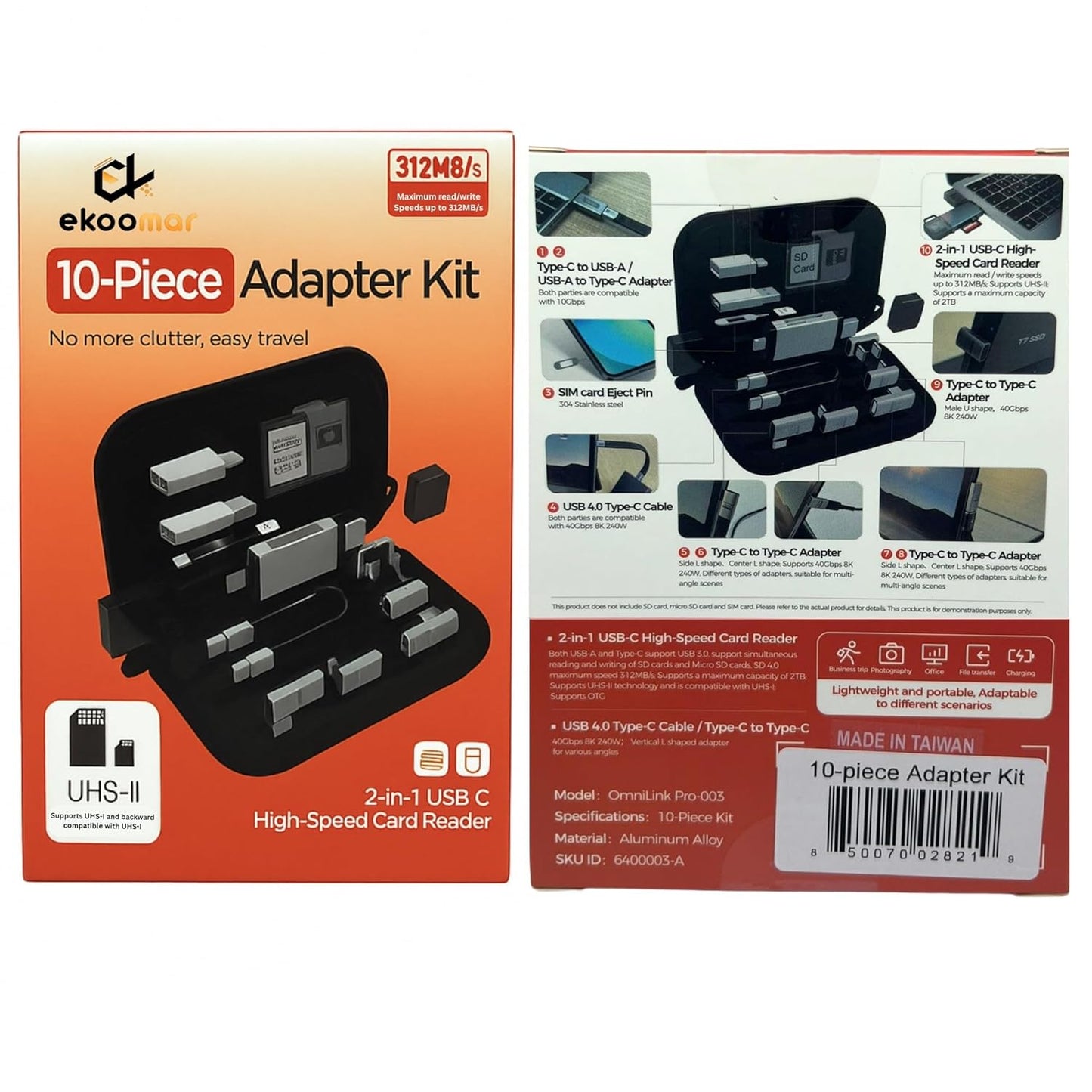 Lettore di schede USB / USB-C OEM OmniLink Pro-003 Travel, 10in1, Grigio