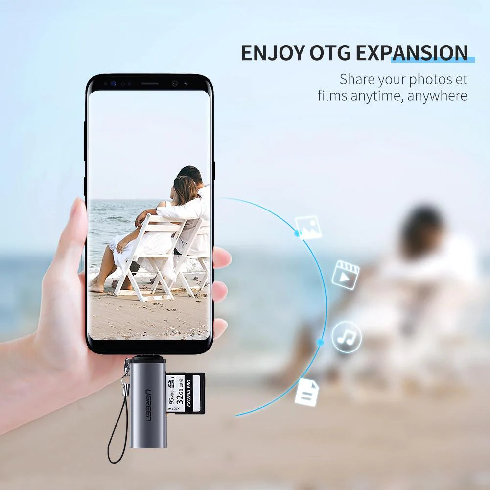 Lettore di schede USB-C UGREEN CM184, SD - microSD, Grigio