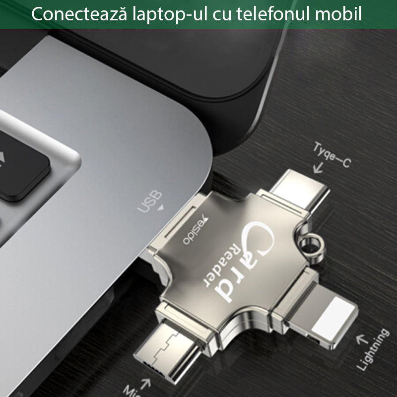 Lettore di schede USB / USB-C / Lightning / microUSB Yesido GS13, microSD, Argento