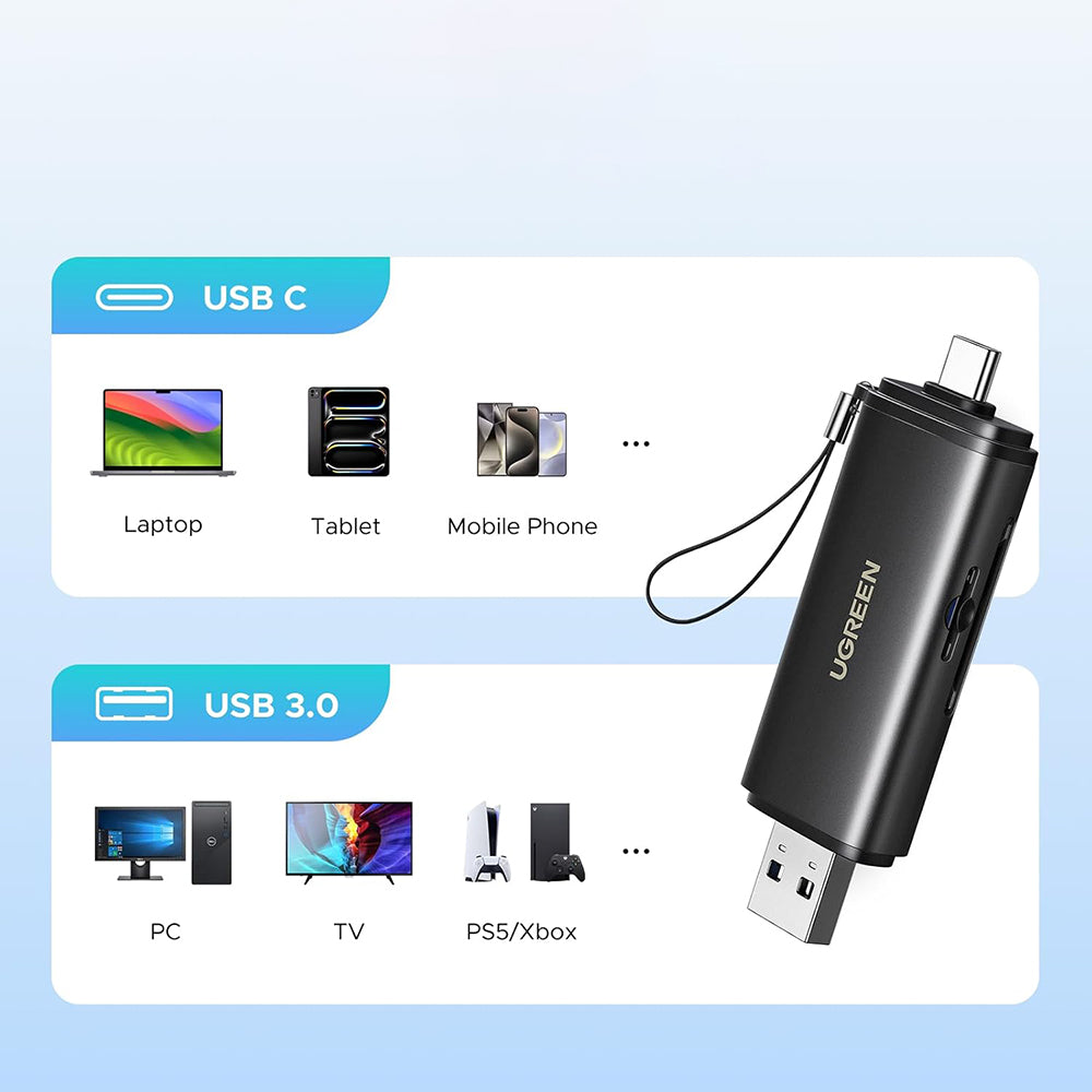Lettore di schede USB / USB-C UGREEN CM803 (65024), SD - microSD, Nero