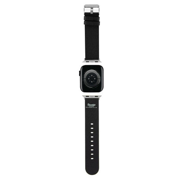 Cinturino Hello Kitty Leather Kitty & Bows per Apple Watch 42mm / 41mm / 40mm / 38mm Series, Nero