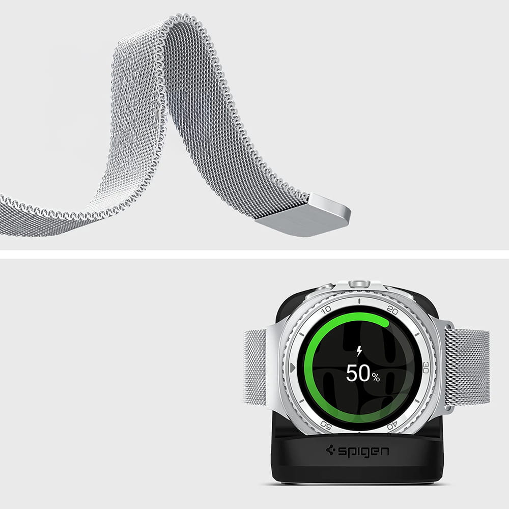 Cinturino Spigen Metal Fit per Samsung Galaxy Watch9 / Watch8 / Watch8 Classic Series, Argento AMP10121