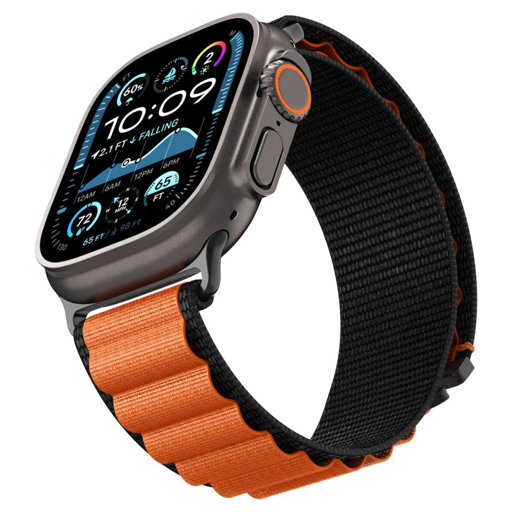 Spigen WBF1 Strap for Apple Watch 49mm / 46mm / 45mm / 44mm Series, Black Orange AMP10145