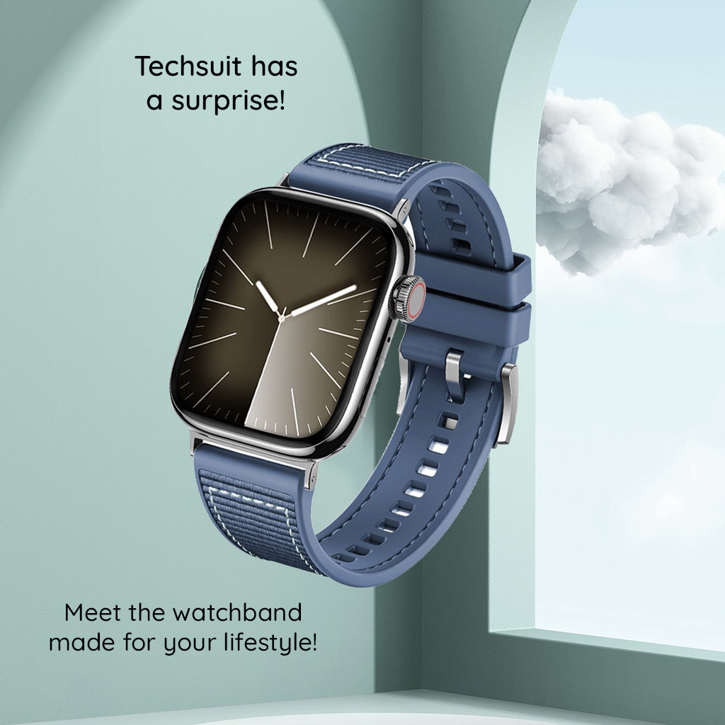 Cinturino Techsuit W051 per Apple Watch 49mm / 46mm / 45mm / 44mm / 42mm Series, Blu Scuro